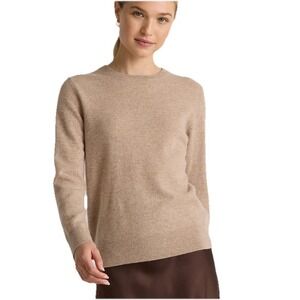 Quince Women's Mongolian Cashmere Crewneck Sweater Oatmeal Brown SOFT Size Small
